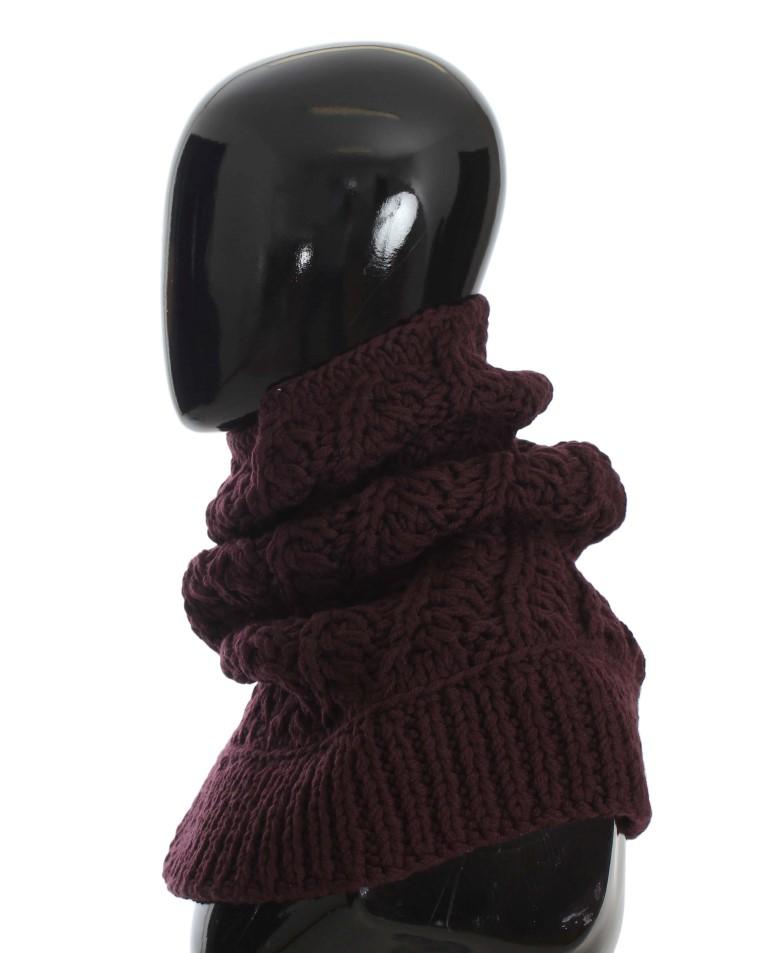 Bordeaux Wool Knitted Scarf