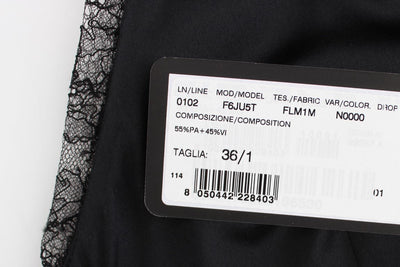 Black Floral Lace Sheath Maxi Dress