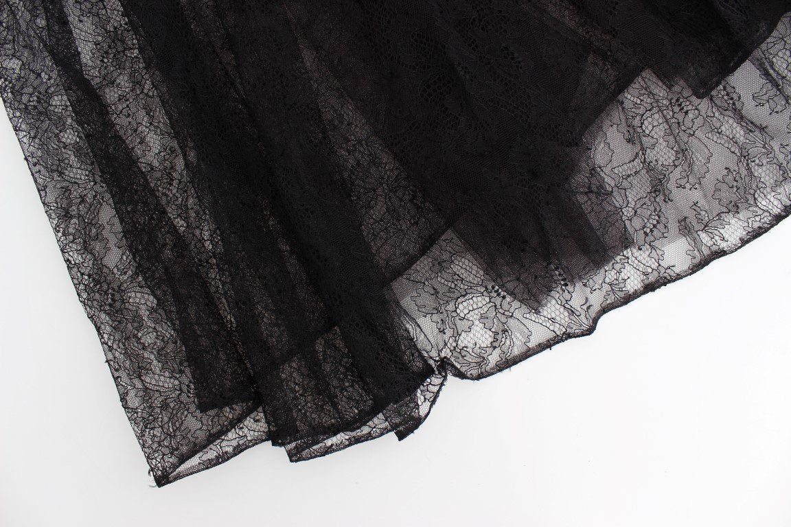 Black Floral Lace Sheath Maxi Dress