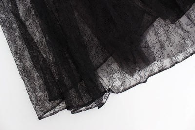 Black Floral Lace Sheath Maxi Dress