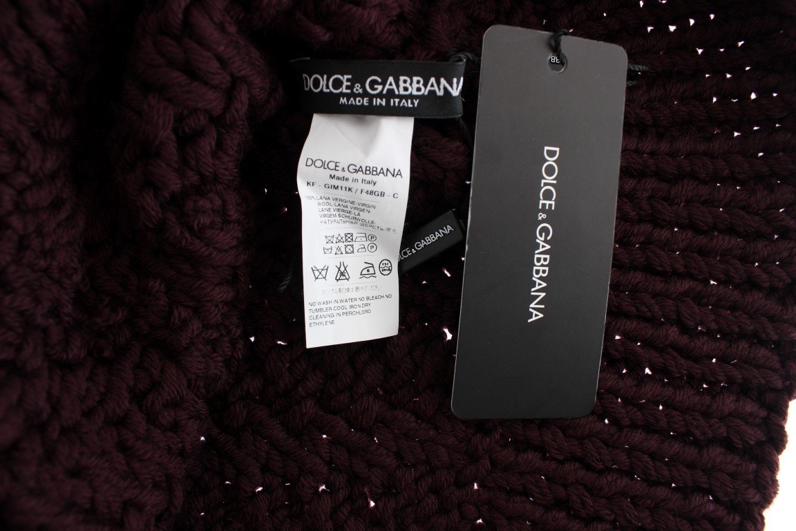 Bordeaux Wool Knitted Scarf