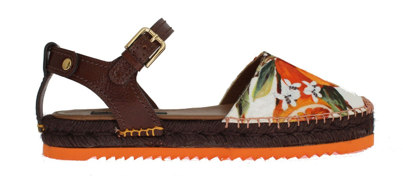 Orange Brocade Espadrilles Sandals