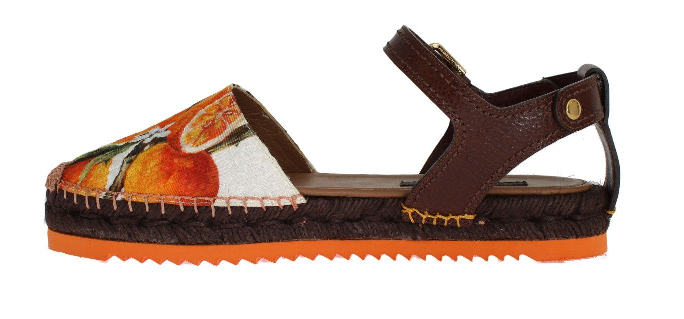 Orange Brocade Espadrilles Sandals