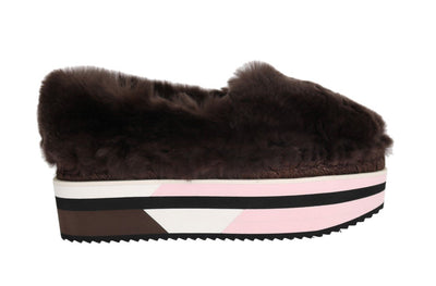 Brown Rabbit Fur Espadrilles Loafers
