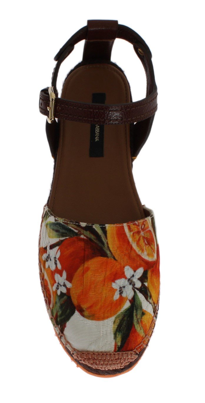 Orange Brocade Espadrilles Sandals