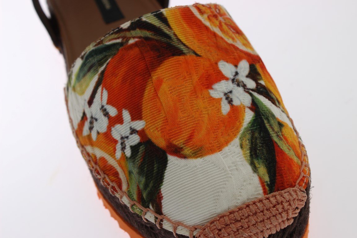 Orange Brocade Espadrilles Sandals