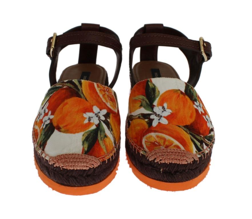 Orange Brocade Espadrilles Sandals