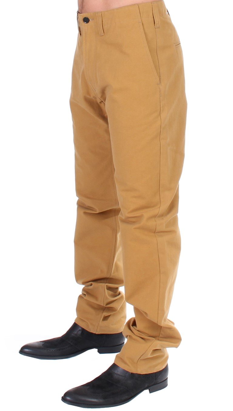 Yellow Cotton Straight Fit Chinos