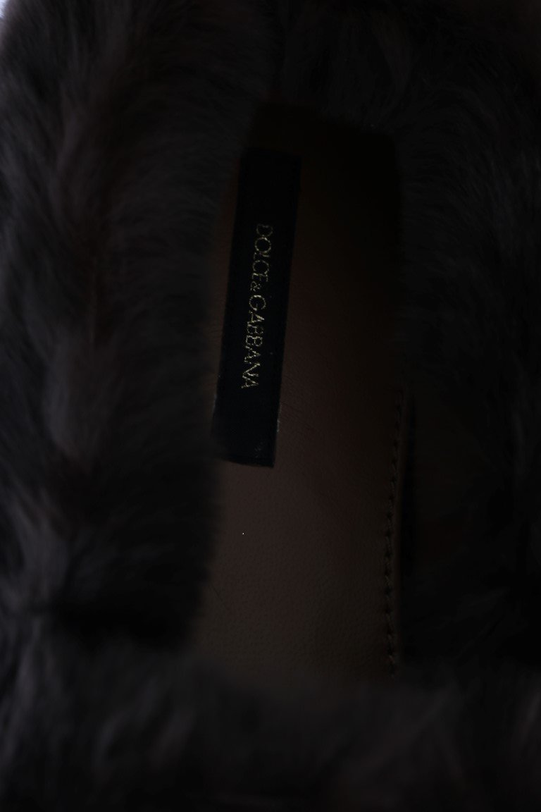 Brown Rabbit Fur Espadrilles Loafers