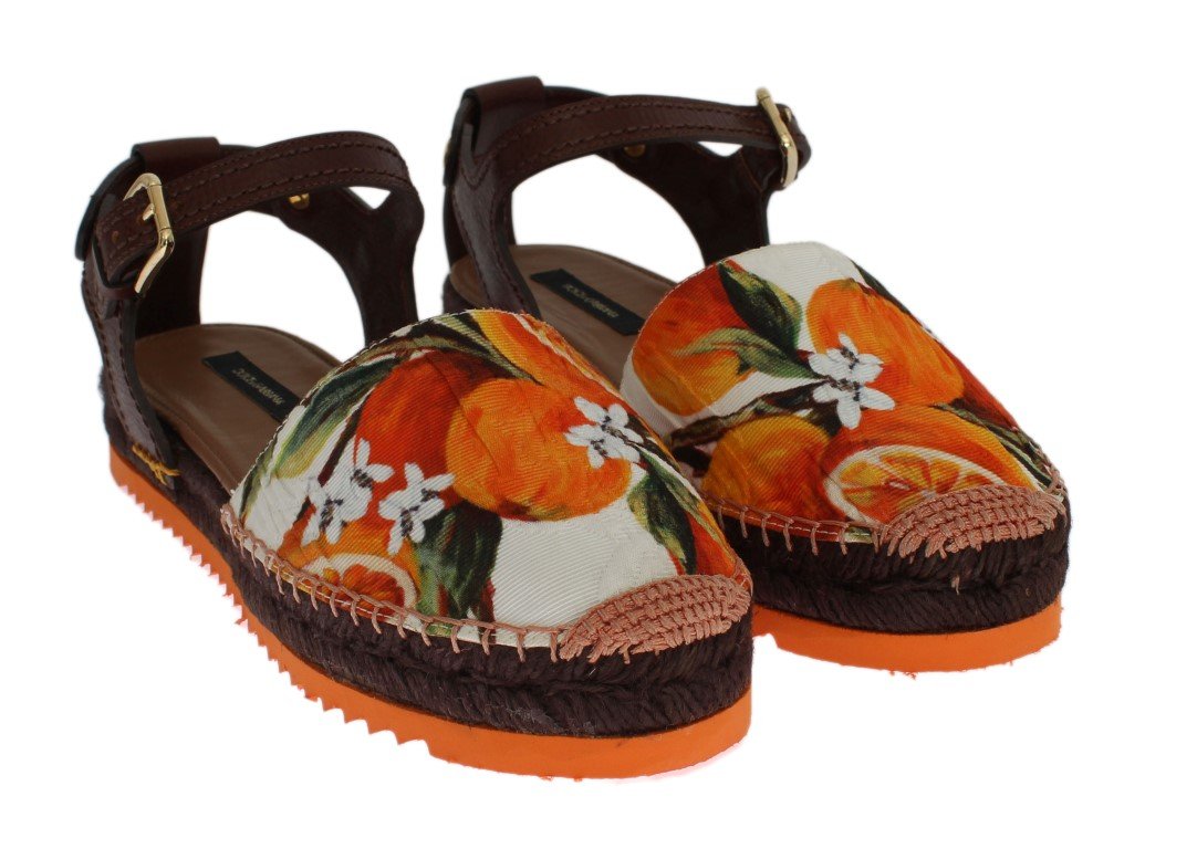 Orange Brocade Espadrilles Sandals