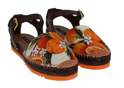 Orange Brocade Espadrilles Sandals