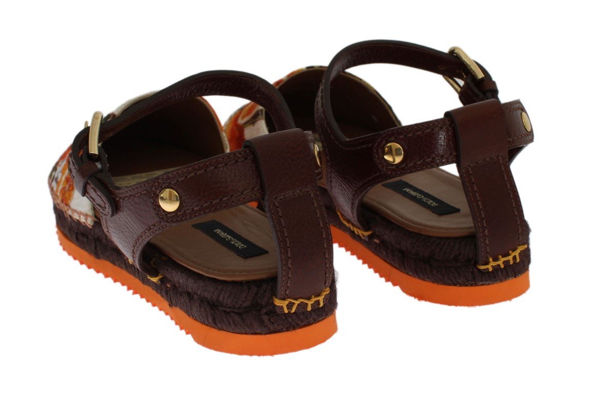 Orange Brocade Espadrilles Sandals