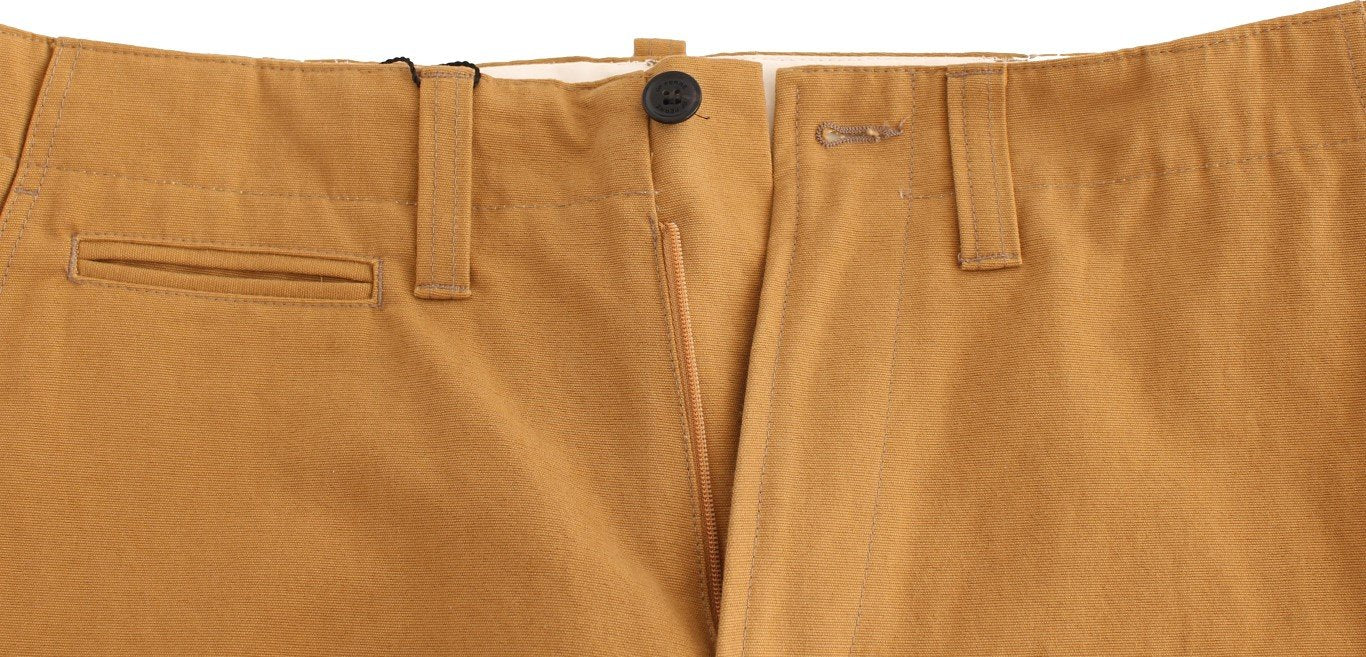 Yellow Cotton Straight Fit Chinos