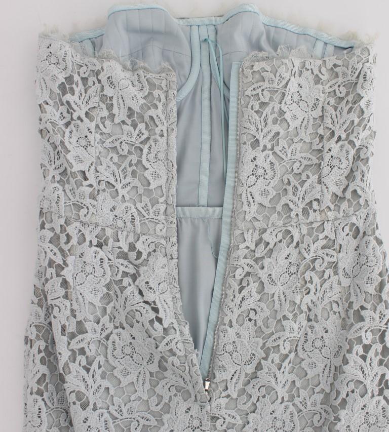 Blue Floral Lace Sheath Maxi Dress