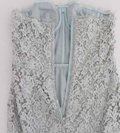 Blue Floral Lace Sheath Maxi Dress