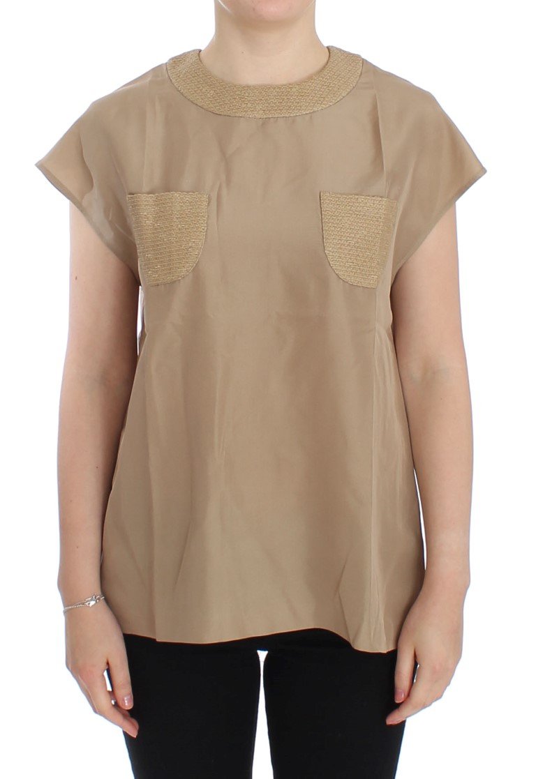 Beige silk blouse top