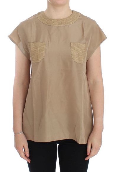 Beige silk blouse top