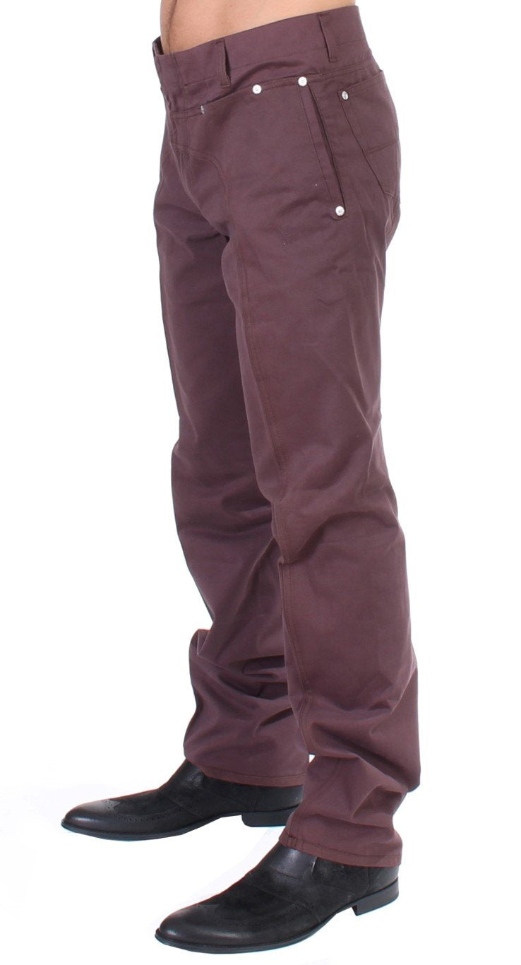 Bordeaux Cotton Straight Fit Jeans