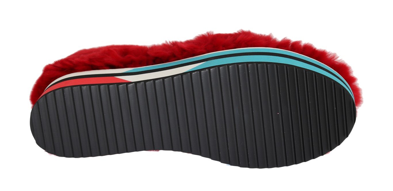 Red Rabbit Fur Espadrilles Loafers