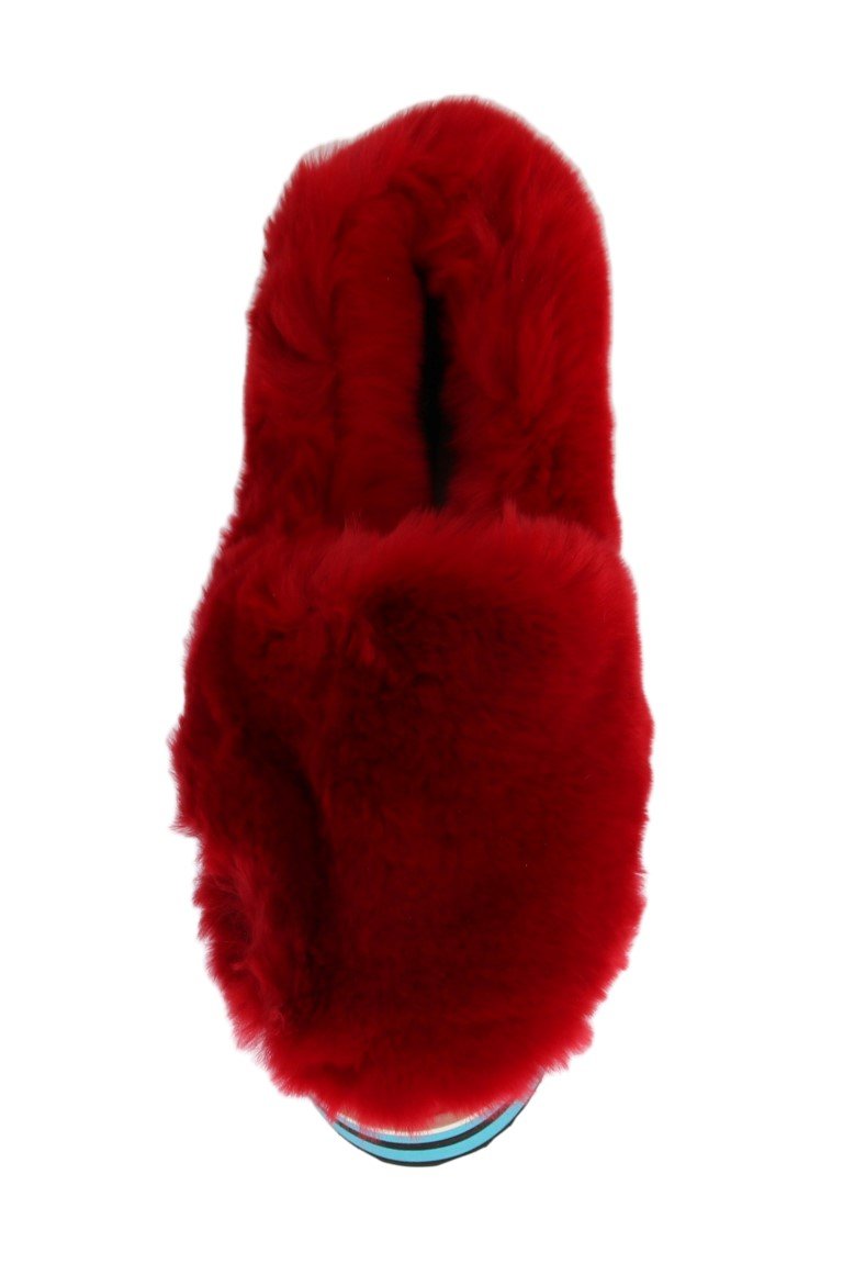 Red Rabbit Fur Espadrilles Loafers
