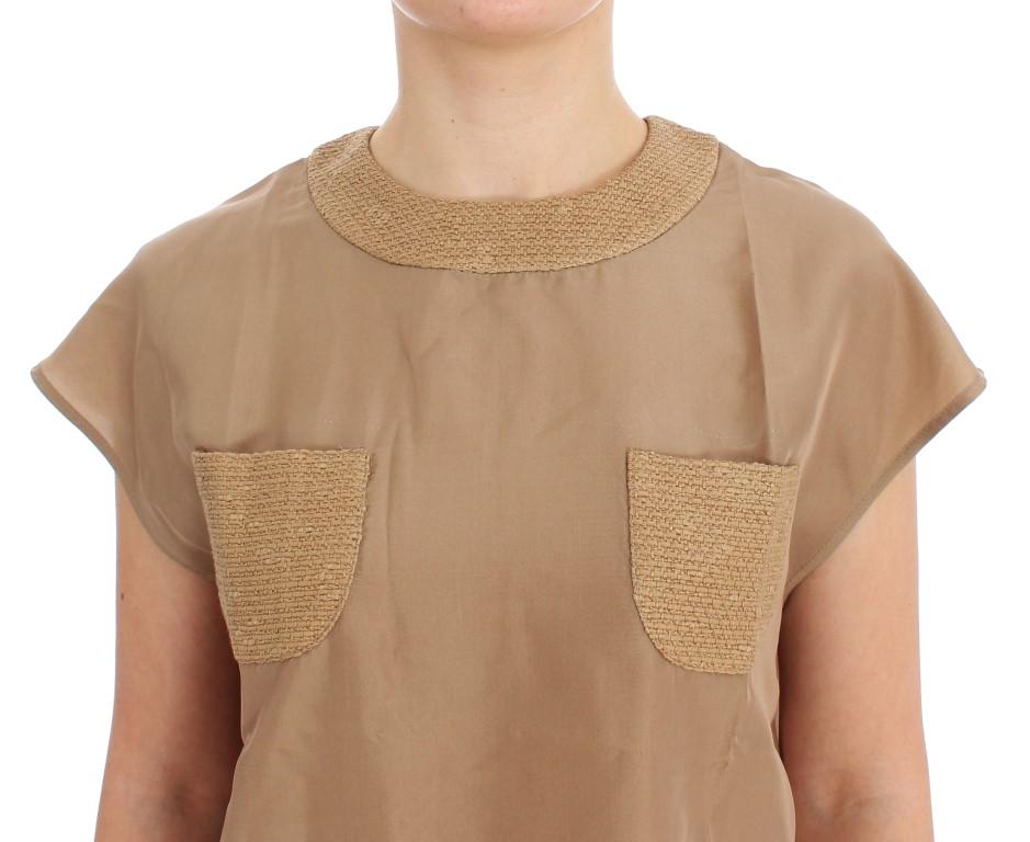 Beige silk blouse top