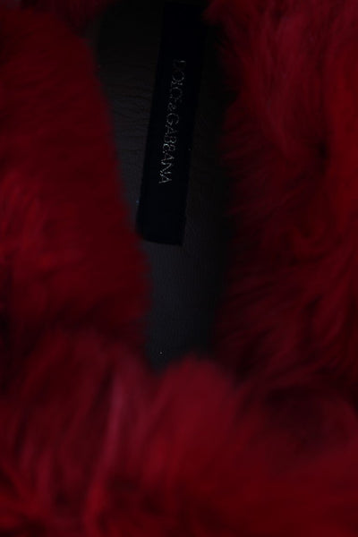 Red Rabbit Fur Espadrilles Loafers