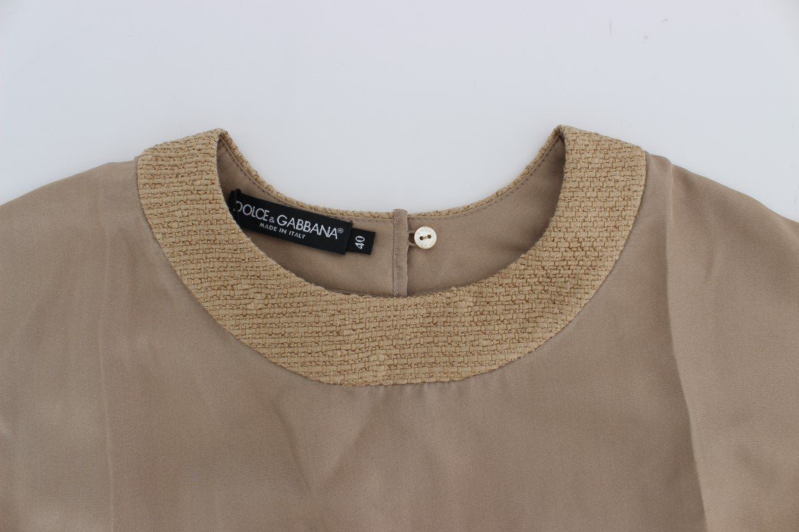 Beige silk blouse top