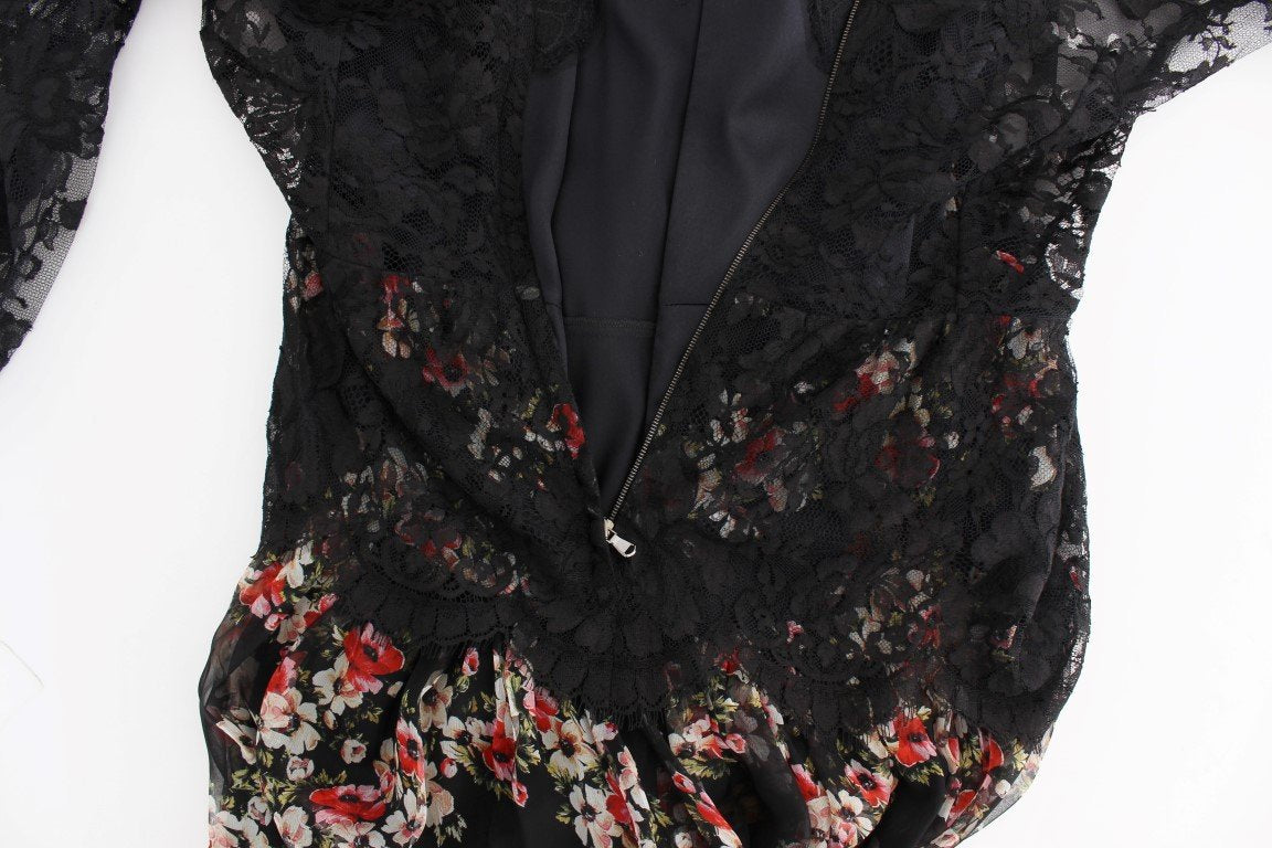 Floral Lace Silk Long Maxi Dress