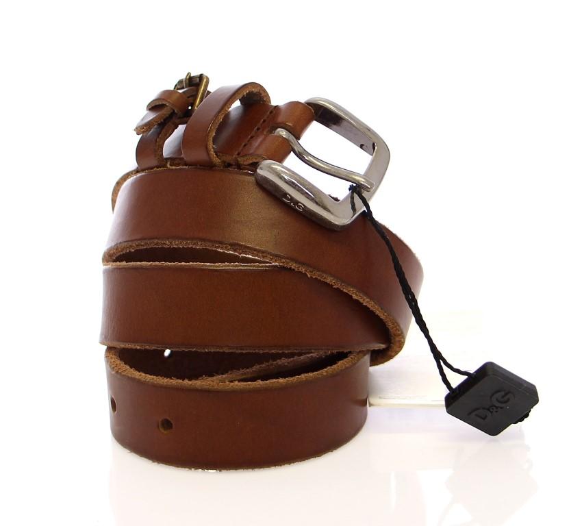 Brown Leather Logo Belt
