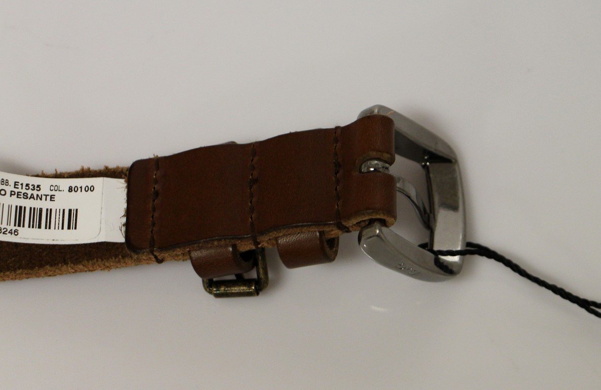 Brown Leather Logo Belt