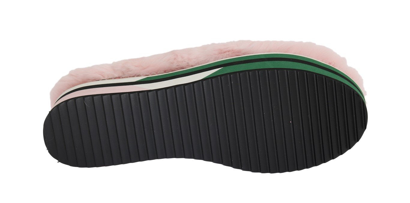 Pink Rabbit Fur Espadrilles Loafers