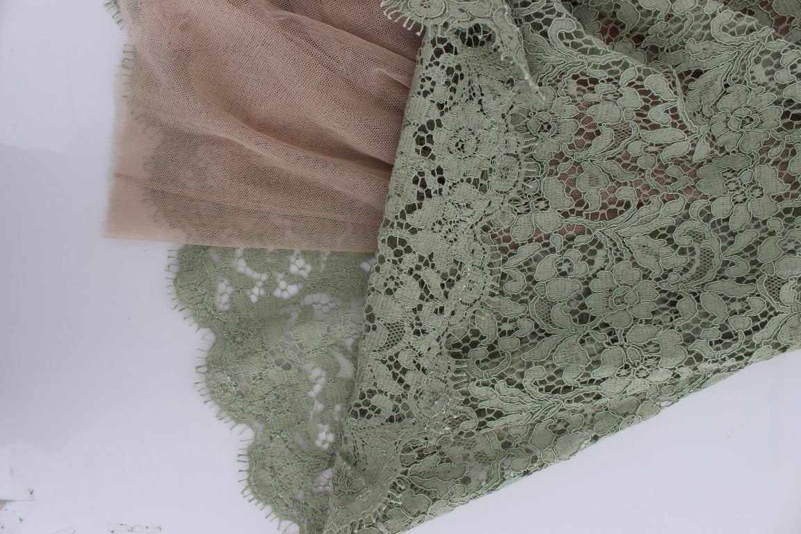 Green Floral Lace Pink Corset Maxi Dress