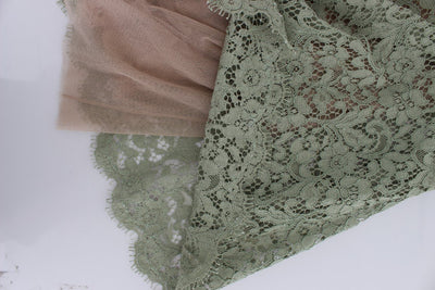 Green Floral Lace Pink Corset Maxi Dress