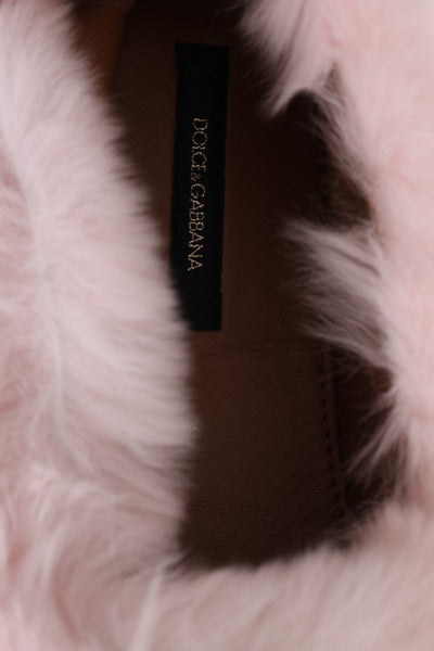 Pink Rabbit Fur Espadrilles Loafers