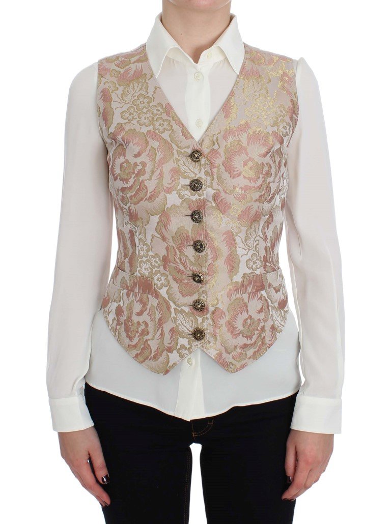 Pink Gold Baroque Silk Vest