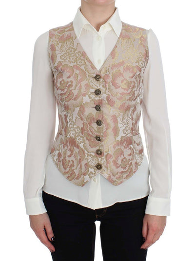 Pink Gold Baroque Silk Vest