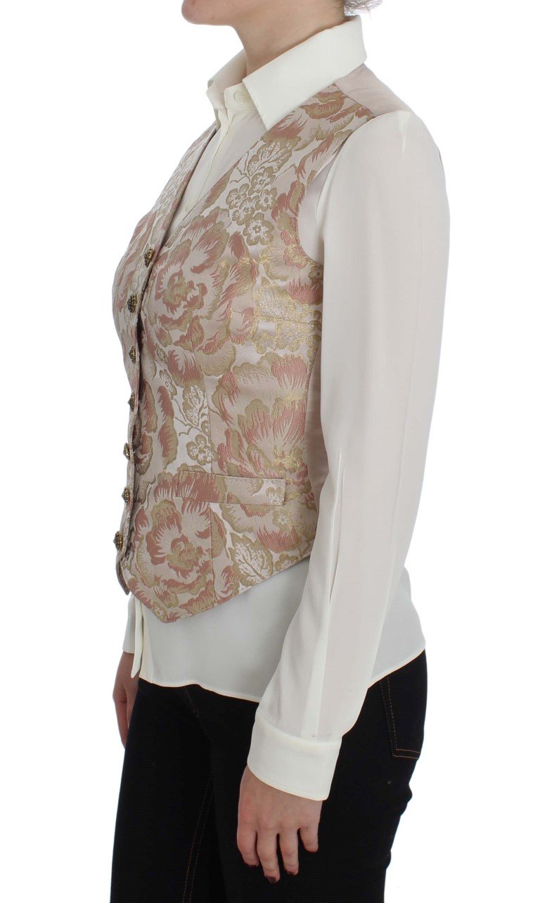 Pink Gold Baroque Silk Vest