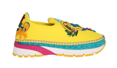 Yellow Neoprene Crystal Espadrilles Shoes