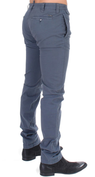 Blue Cotton Stretch Straight Chinos