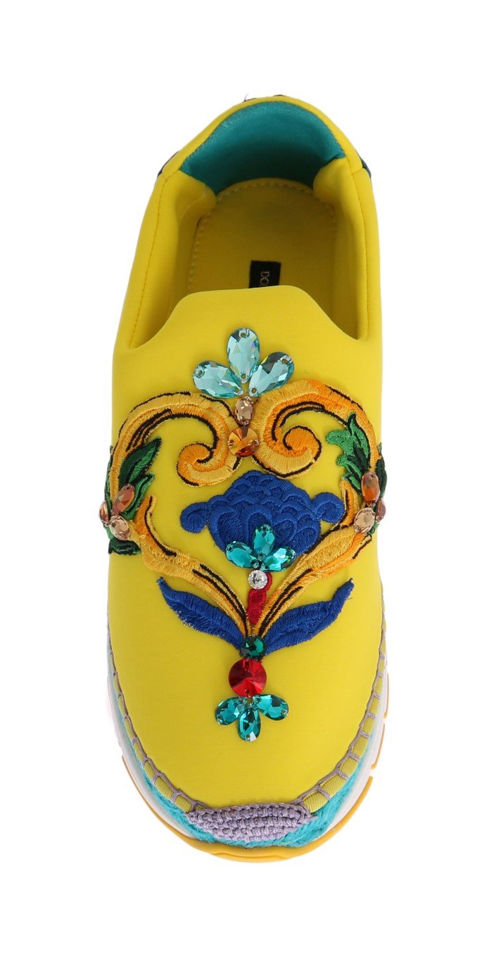 Yellow Neoprene Crystal Espadrilles Shoes