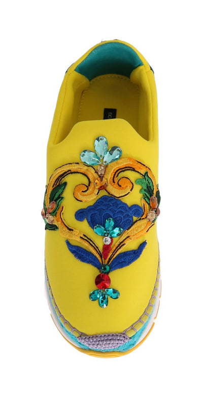 Yellow Neoprene Crystal Espadrilles Shoes