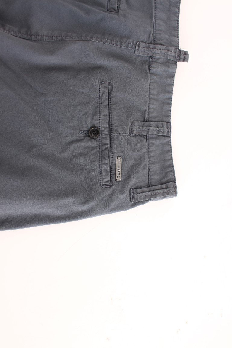 Blue Cotton Stretch Straight Chinos