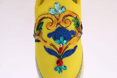 Yellow Neoprene Crystal Espadrilles Shoes