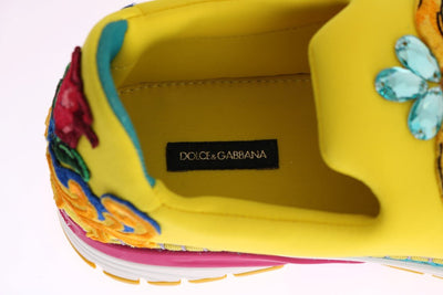 Yellow Neoprene Crystal Espadrilles Shoes