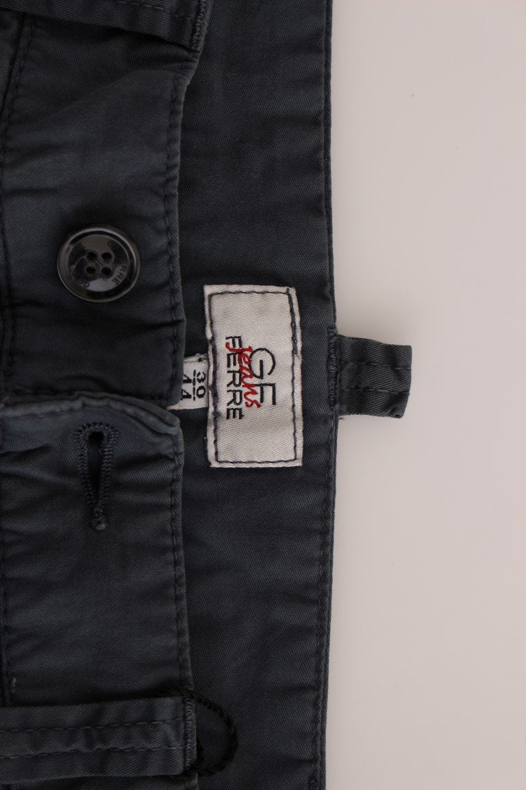 Blue Cotton Stretch Straight Chinos