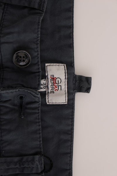 Blue Cotton Stretch Straight Chinos