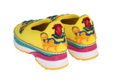 Yellow Neoprene Crystal Espadrilles Shoes