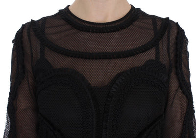 Black Netted Torero Full Length Maxi Dress