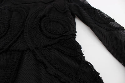 Black Netted Torero Full Length Maxi Dress