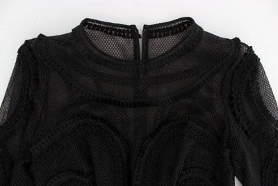 Black Netted Torero Full Length Maxi Dress
